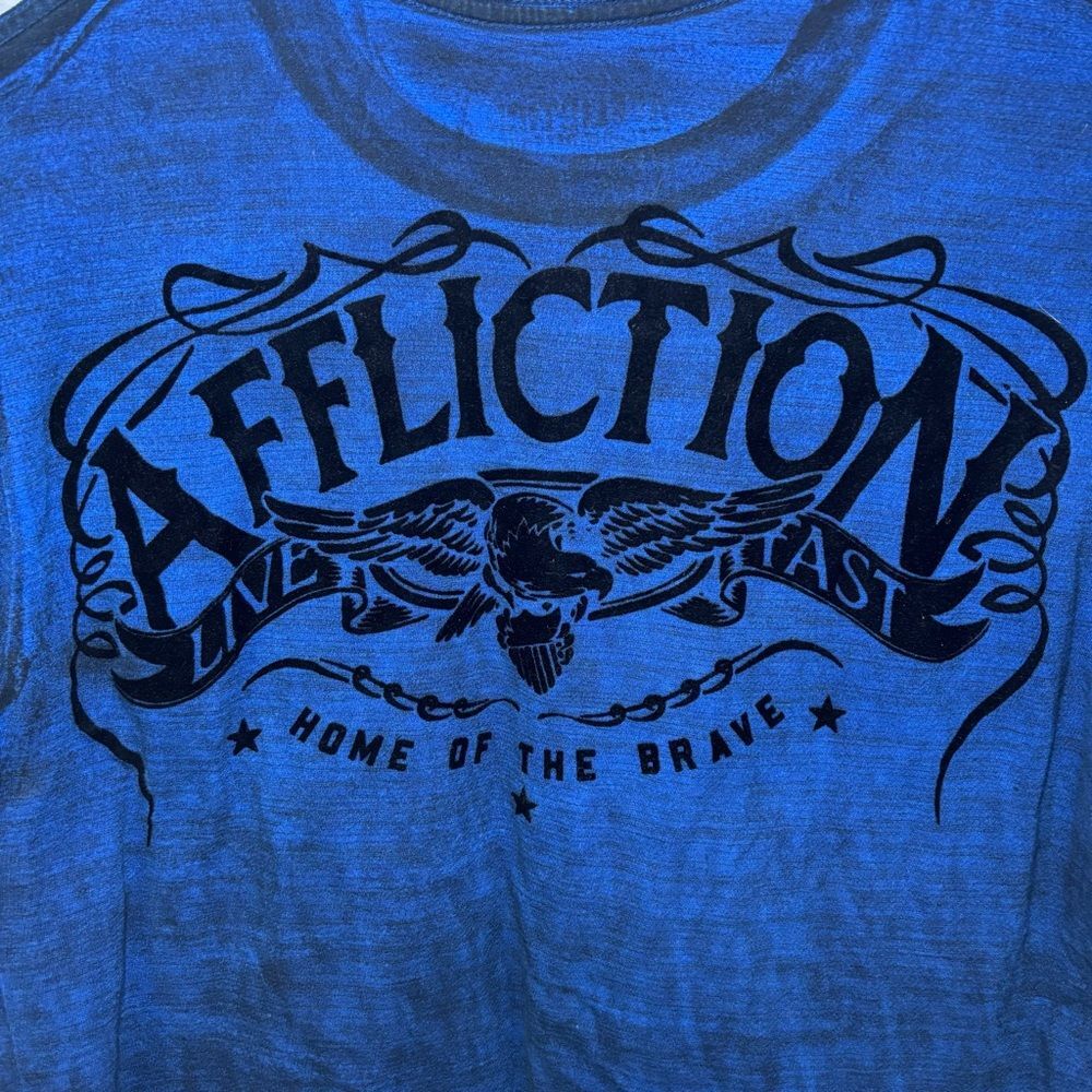 Vintage Y2K Affliction Distressed Mens Freedom Defender Graphic T-shirt Large - Picture 12 of 13